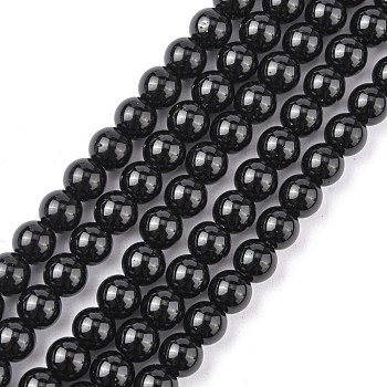 Synthetic Black Stone Beads Strands, Dyed, Round, Black, 6mm, Hole: 0.8mm, about 62pcs/strand, 14.5~15 inch