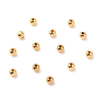Brass Beads, Long-Lasting Plated, Round, Real 18K Gold Plated, 4mm, Hole: 1mm