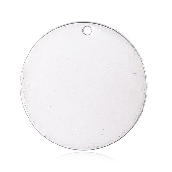 201 Stainless Steel Pendants, Stamping Blank Tag, Flat Round, Stainless Steel Color, 25x1mm, Hole: 1mm