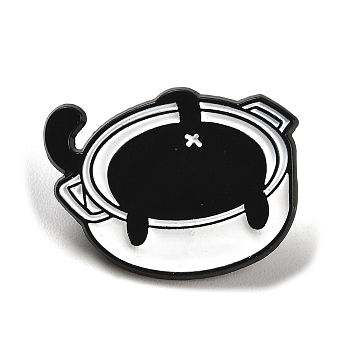 Cartoon Cat Enamel Pin, Alloy Brooch for Backpack Clothes, Black, 21x28x1.5mm