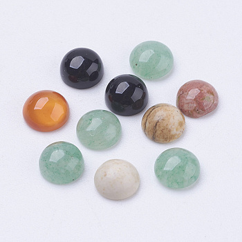 Natural Gemstone Cabochons, Half Round/Dome, Mixed Stone, Mixed Color, 6x3mm