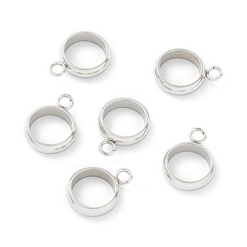 201 Stainless Steel Tube Bails, Loop Bails, Ring Bail Beads, Stainless Steel Color, 12x9x2.5mm, Hole: 1.8mm
