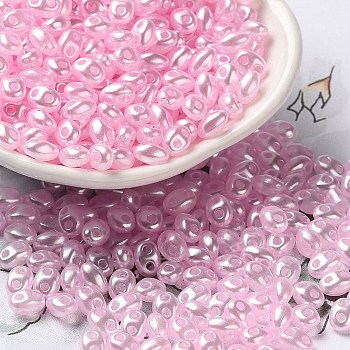 Opaque ABS Beads, Oval, Pearl Pink, 6x4.5x3.3mm, Hole: 1.2mm, about 14516pcs/500g