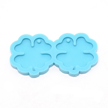 Clover DIY Pendant Silicone Molds, for Earring Making, Resin Casting Molds, For UV Resin, Epoxy Resin Jewelry Making, Deep Sky Blue, 55x107x7mm, Hole: 4mm, Inner Diameter: 46x42mm