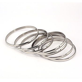 201 Stainless Steel Bangle Sets, Stainless Steel Color, 68mm, 5.2mm, about 7pcs/set