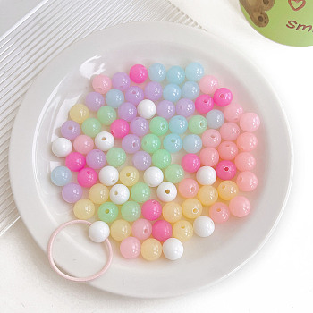 Opaque Acrylic Beads, Round, Mixed Color, 11.4~11.6x11.5mm, Hole: 2.7mm, 550pcs/500g