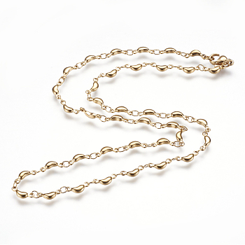 304 Stainless Steel Chain Necklaces, with Lobster Claw Clasps, Ion Plating (IP), Crescent Moon, Golden, 17.7 inch(45cm)