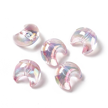 Transparent Resin Beads, Moon, Pink, 25x22x16.5mm, Hole: 3.5mm
