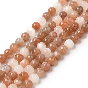 Natural Multi-Moonstone Beads Strands, Round, 6mm, Hole: 1mm, about 65pcs/strand, 15.7 inch