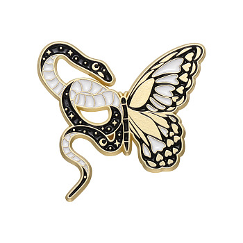 Dark Gothic Style Creative Snake Brooch, Alloy Enamel Pin, Clothing Accessory, Butterfly, 30x28mm