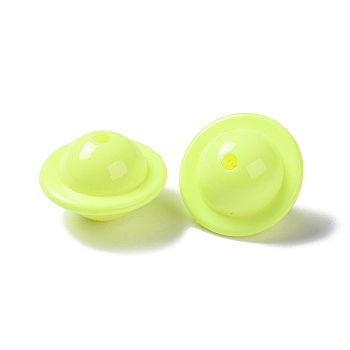 Baking Paint Acrylic Beads, 3D Universe Planet Beads, Champagne Yellow, 22x15mm, Hole: 2.8mm