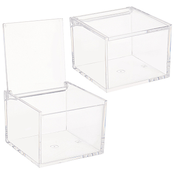 4 Grids Transparent Plastic Gift Boxes, with Flip Cover, Square, Clear, 7.9x7.9x6cm, Inner Diameter: 4.8x4.8x4.7cm