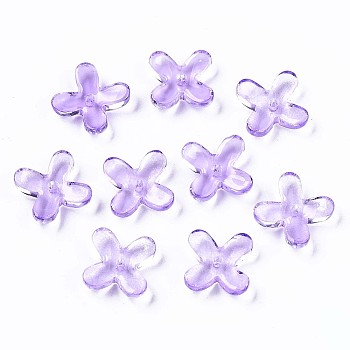 Transparent Spray Painted Glass Beads, Flower, Lilac, 12x9.5x3.5mm, Hole: 1mm