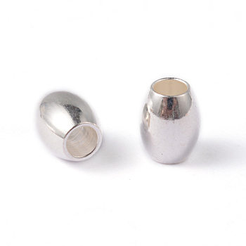 Oval 202 Stainless Steel Beads, Silver Color Plated, 6x5mm, Hole: 2.5mm