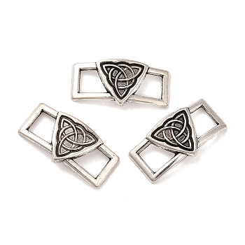 Tibetan Style Alloy Connector Charms, Rectangle with Triquetra, Antique Silver, 12x24x2mm, Hole: 5.5x6mm, about 588pcs/1000g