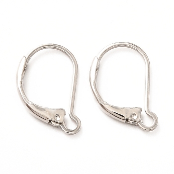 Brass Leverback Earring Findings, with Loop, Real Platinum Plated, 16x12x2mm, Hole: 1.5mm, Pin: 0.5mm
