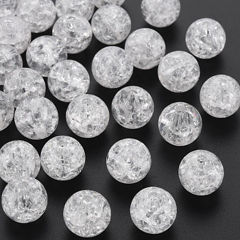 Transparent Crackle Acrylic Beads, Round, White, 14x13mm, Hole: 2.5mmhole: 2.5mm, about 340pcs/500g.
