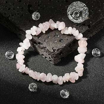 Rose Quartz Chips Stretch Bracelets, Inner Diameter: 2-1/8~2-1/4 inch(5.3~5.6cm)