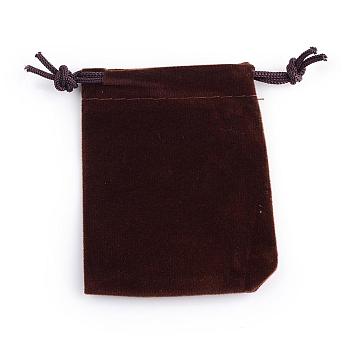 Rectangle Velvet Pouches, Gift Bags, Coconut Brown, 9x7cm