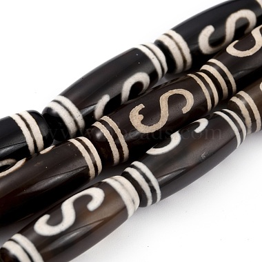 29mm Black Column Tibetan Agate Beads