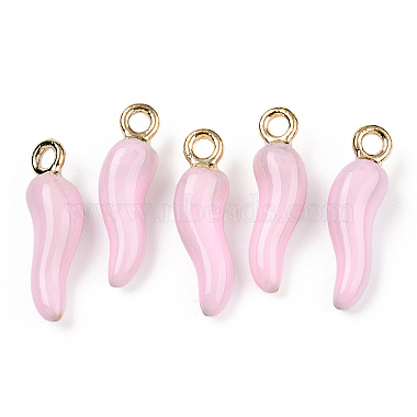 Light Gold Pink Horn Alloy+Enamel Pendants