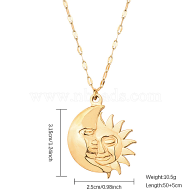 Golden Stainless Steel Pendant Necklace(SA1727-1)-2