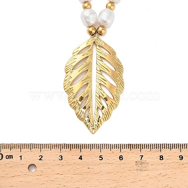 304 colliers pendentifs en forme de feuille en acier inoxydable pour femmes(NJEW-U038-02G)-3