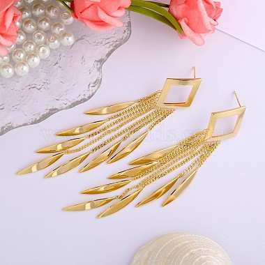 Brass Rhombus Chandelier Earrings(JE1093A)-3