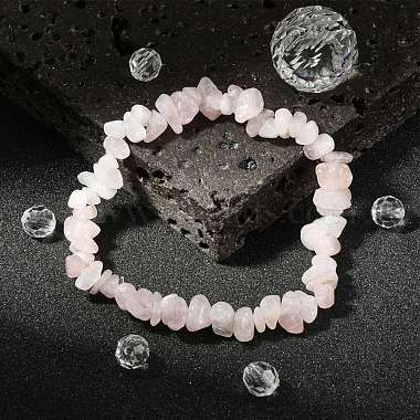 Bracelets élastiques avec chips en quartz rose(BJEW-JB01308-01)-5