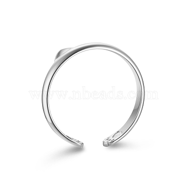 TINYSAND Cute and Delicate Cat Ears Rhodium Plated 925 Sterling Silver Cuff Rings(TS-R389-S)-3