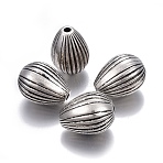 CCB Plastic Corrugated Beads, teardrop, Antique Silver, 35x26mm, Hole: 5mm(CCB-F009-14AS)