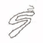 Non-Tarnish 304 Stainless Steel Twist Bar Link Chain Necklace for Women, Stainless Steel Color, 18.43 inch(46.8cm)(NJEW-E081-05P)