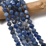 Natural Blue Aventurine Beads Strands, Star Cut Round Beads, Facted, Dyed & Heated, 7~8x7~8x7~8mm, Hole: 1mm, about 46~47pcs/strand, 14.72''~15''(37.4~38.1cm)(G-Z119-A38-02)