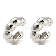 Ring Shape Brass Cuff Earrings, Long-Lasting Plated, Cadmium Free & Lead Free, Platinum, 21.5x25x8mm(EJEW-Q785-18P)