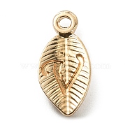 Alloy Pendants, Leaf with Letter Charm, Light Gold, Letter.V, 15.5x7.5x2.5mm, Hole: 1.5mm(FIND-TAC0011-69V-KCG)