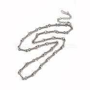 304 Stainless Steel Twist Bar Link Chain Necklace for Women, Stainless Steel Color, 18.43 inch(46.8cm)(NJEW-E081-05P)