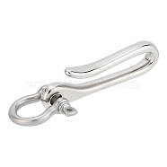 PandaHall Elite 1Pc U-Shaped Brass Key Hook Shanckle Clasps, for Wallet Chain, Key Chain Clasp, Pocket Clip, with 1Pc Brass D-Ring Anchor Shackle Clasps, Platinum, U-Shaped: 60x16x7mm, Hole: 5.5mm, D-Ring: 25x25mm, Hole: 2.5mm(KK-PH0009-54A)