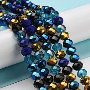 Glass Beads Strands, Faceted, Rondelle, Medium Blue, 8x6mm, Hole: 1mm, about 65~68pcs/strand, 15.7~16.1 inch(40~41cm)(EGLA-A034-M8mm-36)