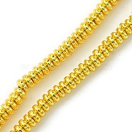 Electroplated Synthetic Non-Magnetic Hematite Beads Strands, Disc, Heishi Beads, Golden Plated, 3x1.5mm, Hole: 1mm, about 285pcs/strand, 16.30''(41.4cm)(G-H020-J01-02)