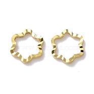 Brass Linking Rings, Cadmium Free & Lead Free, Textured Flower, Real 24K Gold Plated, 5.5x6x1mm, Inner Diameter: 4x5mm(KK-F880-17G-01)