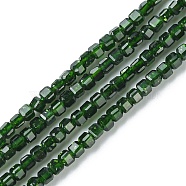 Synthetic Green Goldstone Beads Strands, Faceted, Cube, 2~2.5x2~2.5x2~2.5mm, Hole: 0.6mm, about 178pcs/strand, 15.04 inch(38.2cm)(G-F748-P03-01)