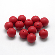 Food Grade Eco-Friendly Silicone Beads, Round, Red, 14~15mm, Hole: 2mm(SIL-R008C-04)
