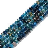 Natural Agate Beads Strands, Faceted Round, Dyed & Heated, Prussian Blue, 3.7~4x3.9~4.3mm, Hole: 0.8mm, about 89~93pcs/strand, 13.98''(35.5cm)(G-Q1000-02G)
