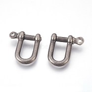 304 Stainless Steel Screw D-Ring Anchor Shackle Clasps, Antique Silver, 26x24x7.5mm, Hole: 2mm, 8.5x16mm Inner Diameter(STAS-E446-30A-AS)