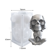 DIY Silicone Statue Candle Molds, For Candle Making, Skull, White, 7.6x6.5x11.5cm(PW-WG39580-01)