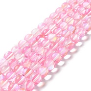 Synthetic Moonstone Beads Strands, Round, Pink, 10mm, Hole: 1mm, about 37~39pcs/strand, 14.76''~14.96''(37.5~38cm)(G-E573-02C-15)