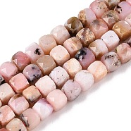 Natural Pink Opal Beads Strands, Faceted, Cube, 4~5x4~5x4~5mm, Hole: 0.8mm, about 92~105pcs/strand, 14.96~15.35 inch(38~39cm)(G-N342-133)