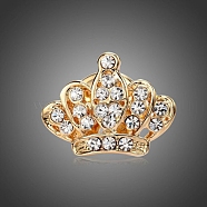 Alloy Rhinestone Brooches, Crown Brooches, Golden, 14x18mm(PW-WG24667-01)