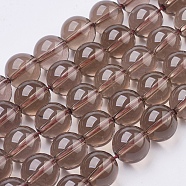 Natural Smoky Quartz Beads Strands, Round, 8mm, Hole: 1mm; about 24pcs/strand, 8 inch(G-C076-8mm-4)
