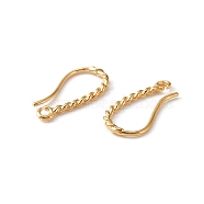 Brass Earring Hooks, with Horizontal Loops, Twist Rope Shape, Real 14K Gold Plated, 17.5x8.5x1.4mm, Hole: 1.4mm, Pin: 0.8mm(KK-WH0035-98)